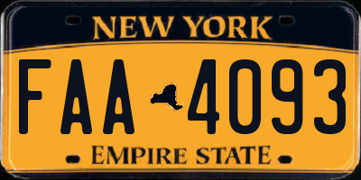 NY license plate FAA4093