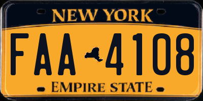 NY license plate FAA4108