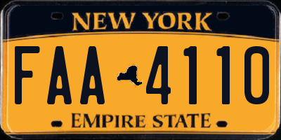 NY license plate FAA4110