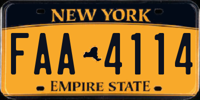 NY license plate FAA4114