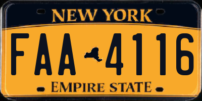 NY license plate FAA4116