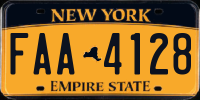 NY license plate FAA4128