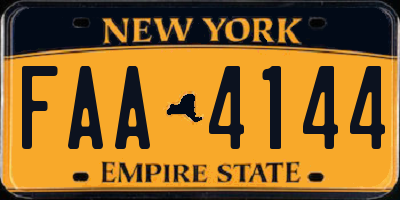 NY license plate FAA4144
