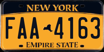 NY license plate FAA4163