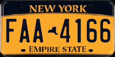 NY license plate FAA4166