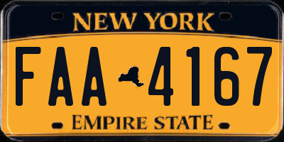 NY license plate FAA4167