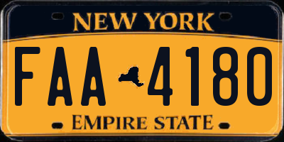 NY license plate FAA4180
