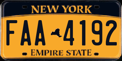 NY license plate FAA4192