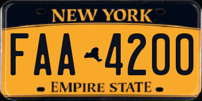 NY license plate FAA4200