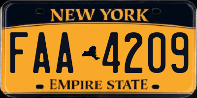 NY license plate FAA4209