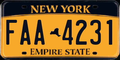 NY license plate FAA4231