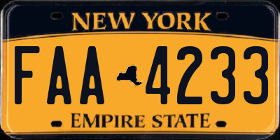 NY license plate FAA4233