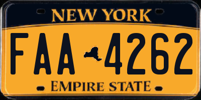 NY license plate FAA4262
