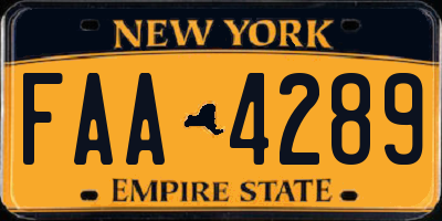 NY license plate FAA4289
