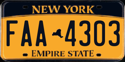 NY license plate FAA4303