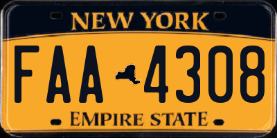 NY license plate FAA4308