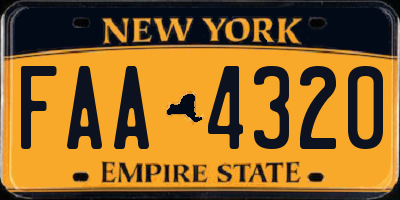 NY license plate FAA4320