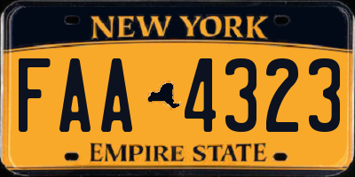 NY license plate FAA4323
