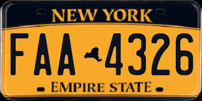 NY license plate FAA4326