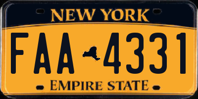 NY license plate FAA4331