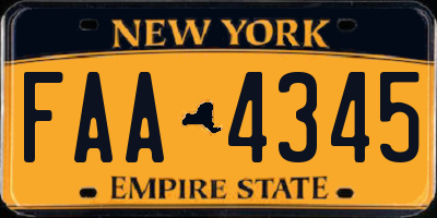 NY license plate FAA4345