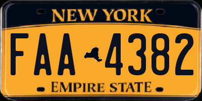 NY license plate FAA4382