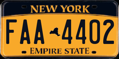 NY license plate FAA4402