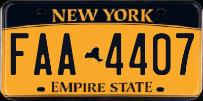 NY license plate FAA4407