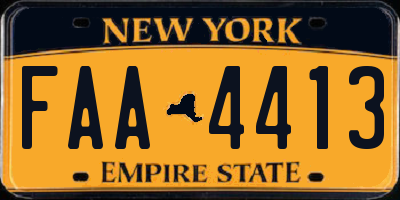 NY license plate FAA4413