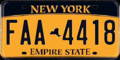 NY license plate FAA4418
