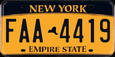 NY license plate FAA4419