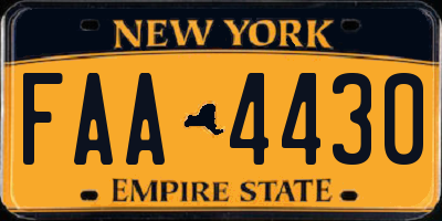 NY license plate FAA4430