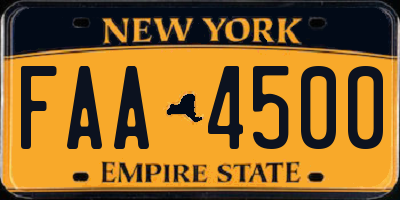 NY license plate FAA4500