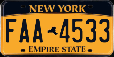 NY license plate FAA4533