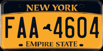 NY license plate FAA4604