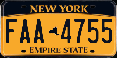 NY license plate FAA4755