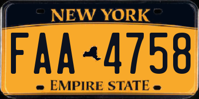NY license plate FAA4758