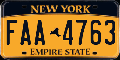 NY license plate FAA4763