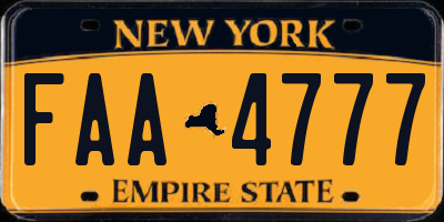 NY license plate FAA4777