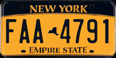 NY license plate FAA4791