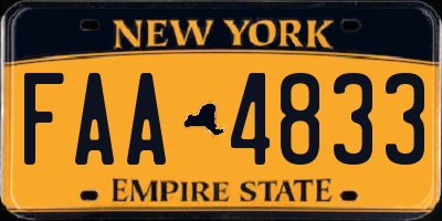 NY license plate FAA4833