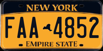 NY license plate FAA4852