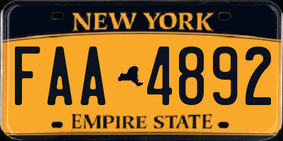 NY license plate FAA4892