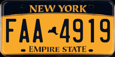 NY license plate FAA4919