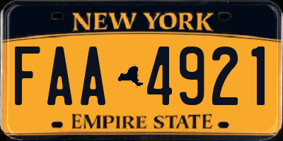 NY license plate FAA4921