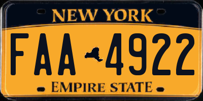 NY license plate FAA4922