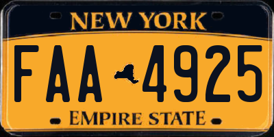 NY license plate FAA4925