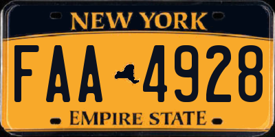 NY license plate FAA4928
