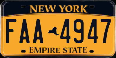 NY license plate FAA4947