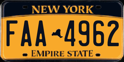 NY license plate FAA4962